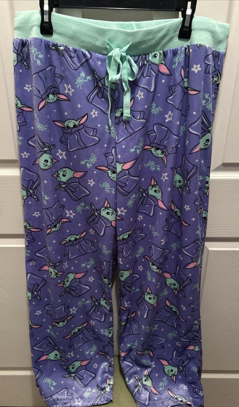 Star Wars Yoda Women’s Size XXL Sleep Pajama Pants Lounge Purple & Lime